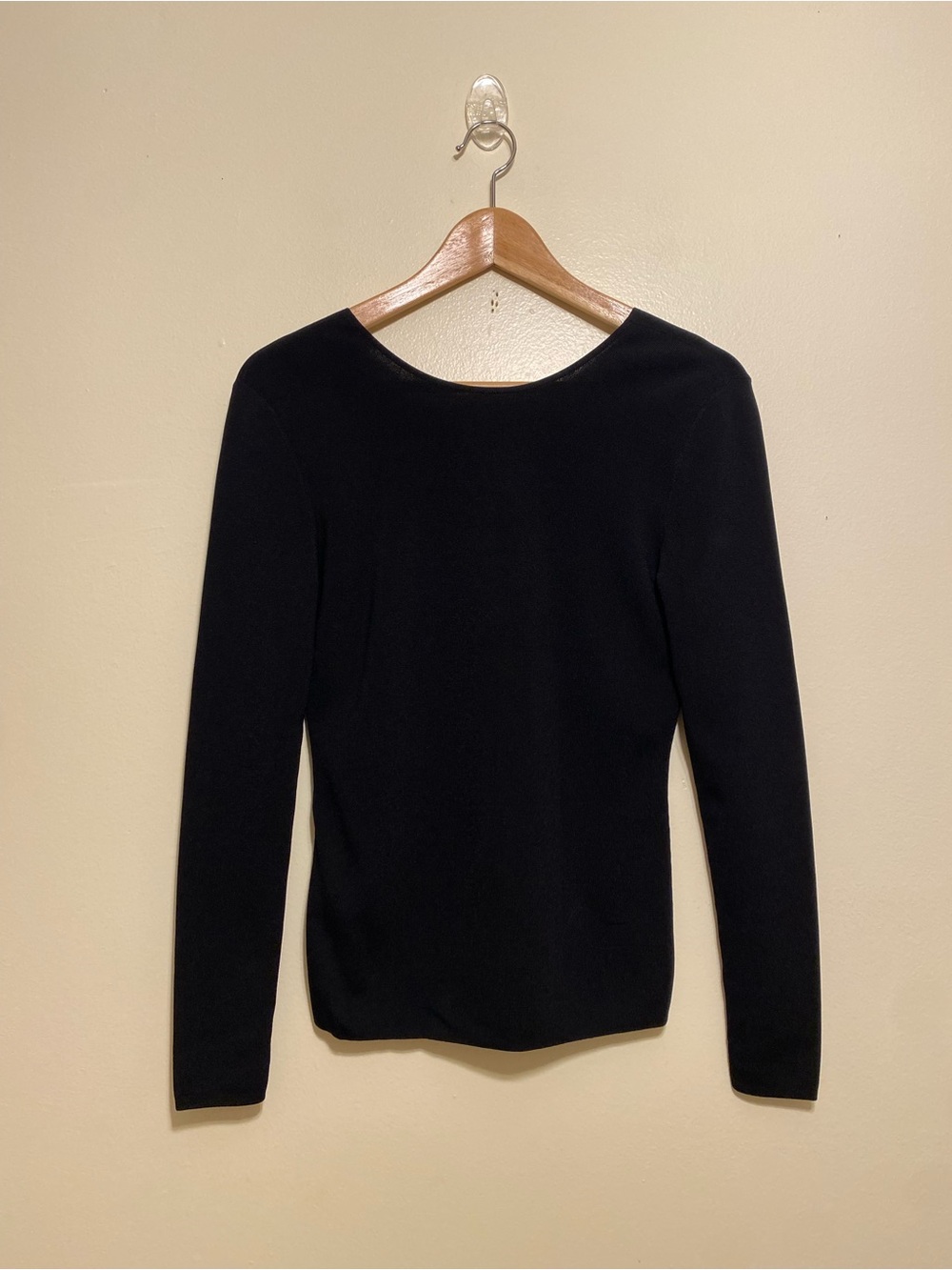 Akris Black Long-Sleeve Slim Crewneck Top. Size 4